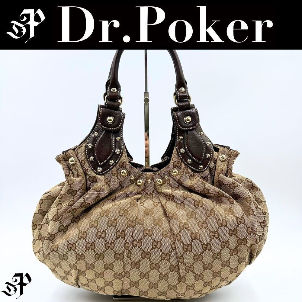 Gucci GG Canvas Studded Hobo Shoulder Bag